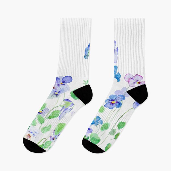 Item preview, hand painted blue and purple viola flowers pansy flowers  designed and sold by ColorandColor.