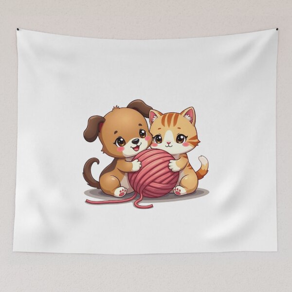 Item preview, cat dog and yarn designed and sold by jkrphoto.