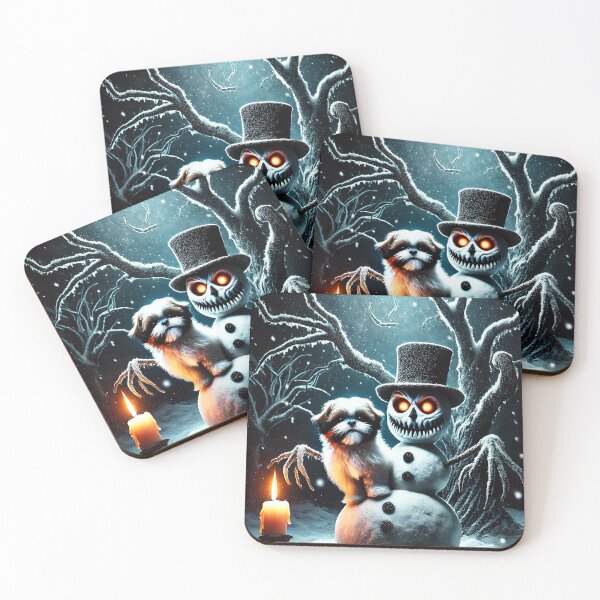 Item preview, Creepy Snowman with Dog in Winter Night designed and sold by ZetaDream.