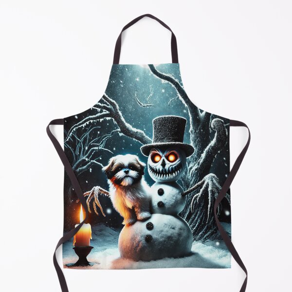 Item preview, Creepy Snowman with Dog in Winter Night designed and sold by ZetaDream.