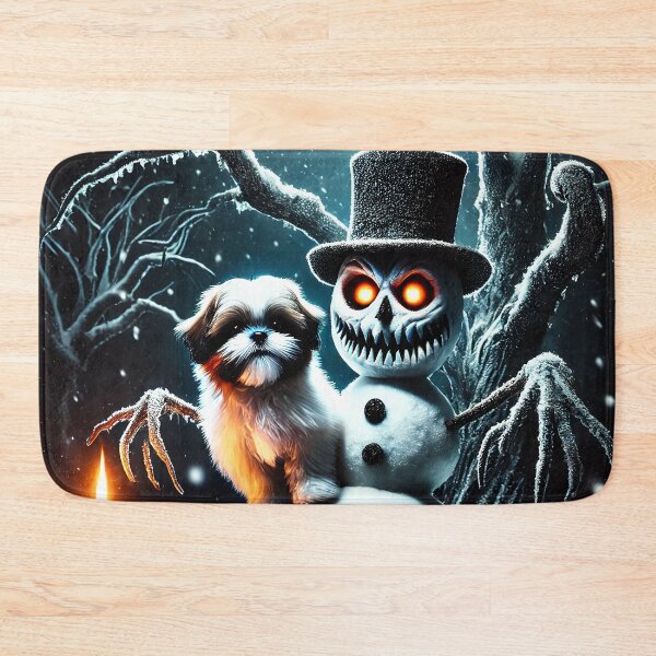 Item preview, Creepy Snowman with Dog in Winter Night designed and sold by ZetaDream.