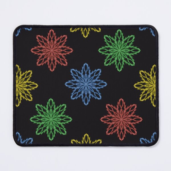 Item preview, Pattern of snowflakes "Inspiration" of different colors on a black background designed and sold by Cherevan.