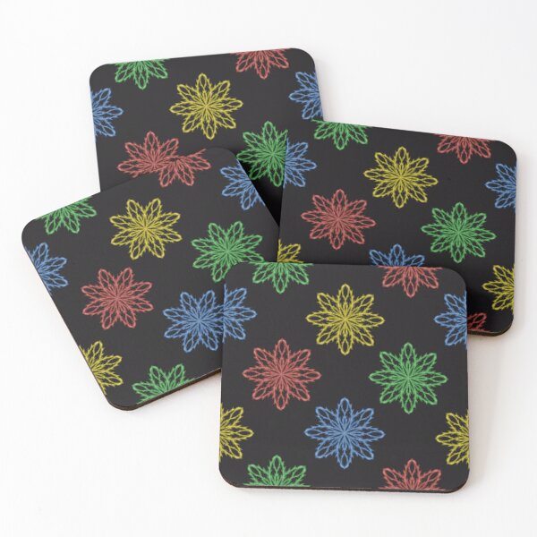 Item preview, Pattern of snowflakes "Inspiration" of different colors on a black background designed and sold by Cherevan.