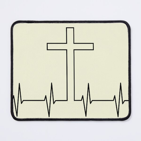 Item preview, Heartbeat of Faith - ECG EKG Heartbeat lifeline Cross Design - black designed and sold by ZechJohnRB.