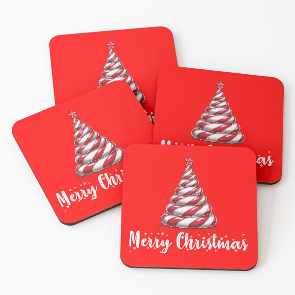 Item preview, Christmas tree illustration made of candy cane with red and white stripes in a vintage style designed and sold by EyeMFlatBoard.