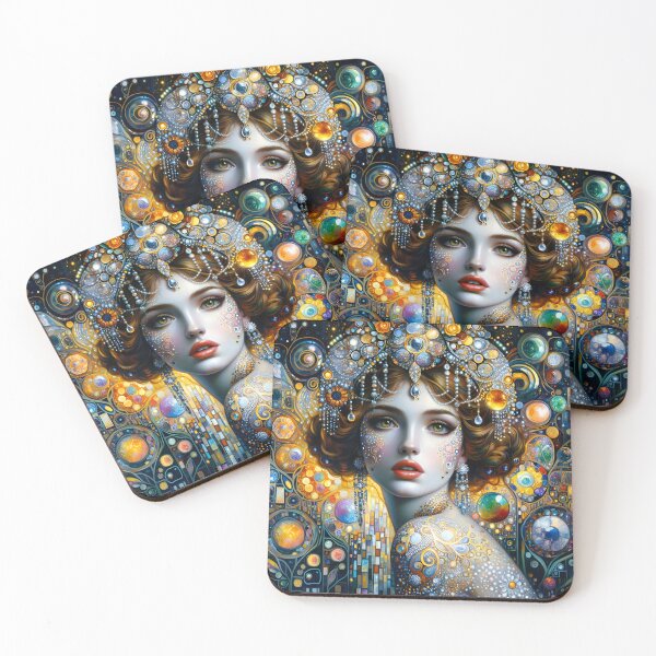 Item preview, Klimt inspired portrait of a beautiful bejeweled woman  designed and sold by EmeraldeaArt.