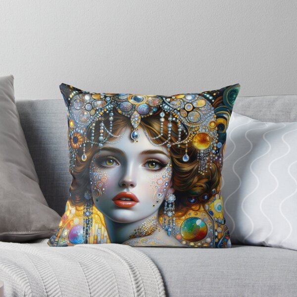 Item preview, Klimt inspired portrait of a beautiful bejeweled woman  designed and sold by EmeraldeaArt.