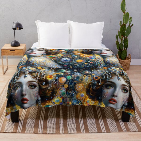 Item preview, Klimt inspired portrait of a beautiful bejeweled woman designed and sold by EmeraldeaArt.
