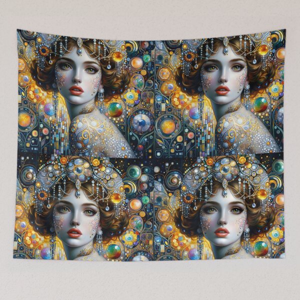 Item preview, Klimt inspired portrait of a beautiful bejeweled woman  designed and sold by EmeraldeaArt.