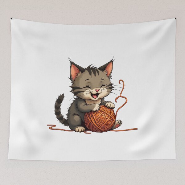 Item preview, cat with yarn designed and sold by jkrphoto.