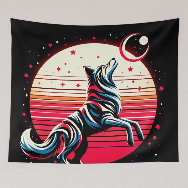 Item preview, Sun and Cosmic Wolf with Stripes, Ai Generated Art  designed and sold by ACC .