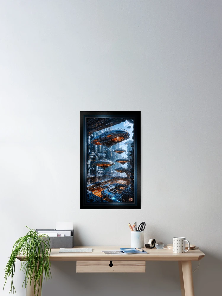 The Galactic Travel Hub Known As The Pellerine Space Port AI Concept Art by Xzendor7 | An Astounding Epic View 2 The Galactic Travel Hub Known As The Pellerine Space Port Astounding AI Concept Art by Xzendor7 Wall Decor Poster Art Print