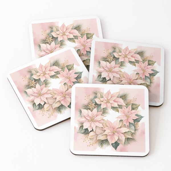 Item preview,  Advent Wreath, Poisettia,  Watercolor Florals Pattern  Green Pink Star of Bethlehem,Christmas  Romantic Elegant Pattern designed and sold by KolorellaS.