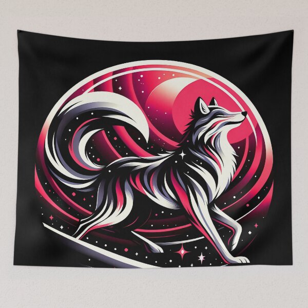 Item preview, Sun and Cosmic Wolf with Stripes, Ai Generated Art  designed and sold by ACC .