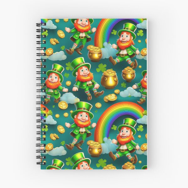 Item preview, Leprecaun Shuffle: A whimsical pattern featuring Jolly Leprechauns, pots of gold, four-leaf clovers, shamrocks, and rainbows, symbolising luck and prosperity. designed and sold by Grang Art Artistic Designs.