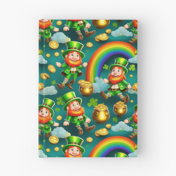 Item preview, Leprecaun Shuffle: A whimsical pattern featuring Jolly Leprechauns, pots of gold, four-leaf clovers, shamrocks, and rainbows, symbolising luck and prosperity. designed and sold by Grang Art Artistic Designs.