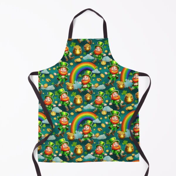 Item preview, Leprecaun Shuffle: A whimsical pattern featuring Jolly Leprechauns, pots of gold, four-leaf clovers, shamrocks, and rainbows, symbolising luck and prosperity. designed and sold by Grang Art Artistic Designs.