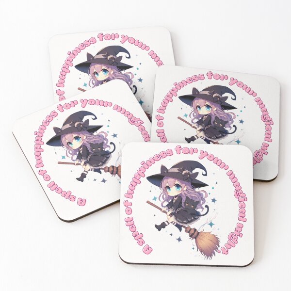 Item preview, A spell of happiness for your magical night, kawaii little witch on her flying broom designed and sold by LWOI.