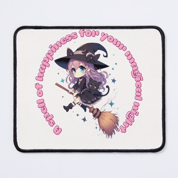 Item preview, A spell of happiness for your magical night, kawaii little witch on her flying broom designed and sold by LWOI.