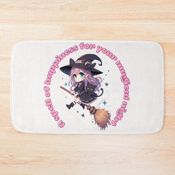 Item preview, A spell of happiness for your magical night, kawaii little witch on her flying broom designed and sold by LWOI.