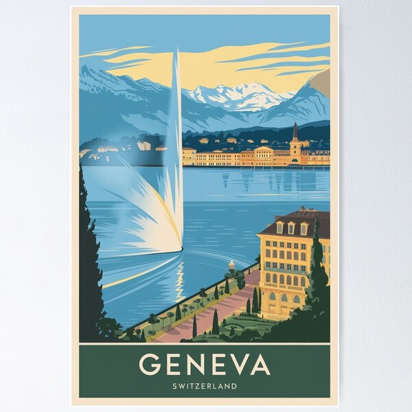 Item preview, Geneva Vintage Travel Poster designed and sold by TravelerRat.