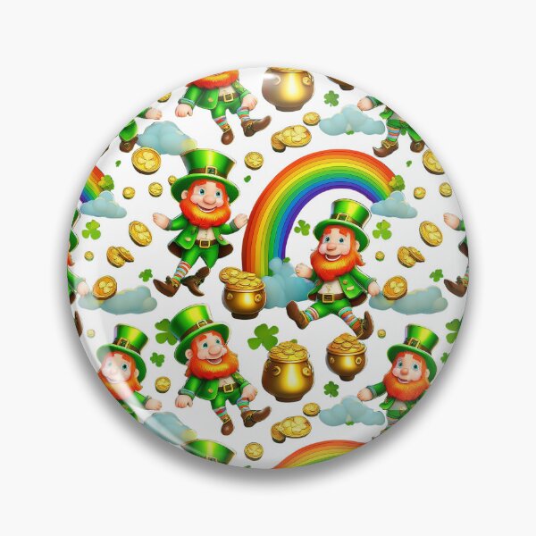 Item preview, Lucky Leprechauns: A whimsical pattern featuring Jolly Leprechauns, pots of gold, four-leaf clovers, shamrocks, and rainbows, symbolising luck and prosperity. designed and sold by Grang Art Artistic Designs.