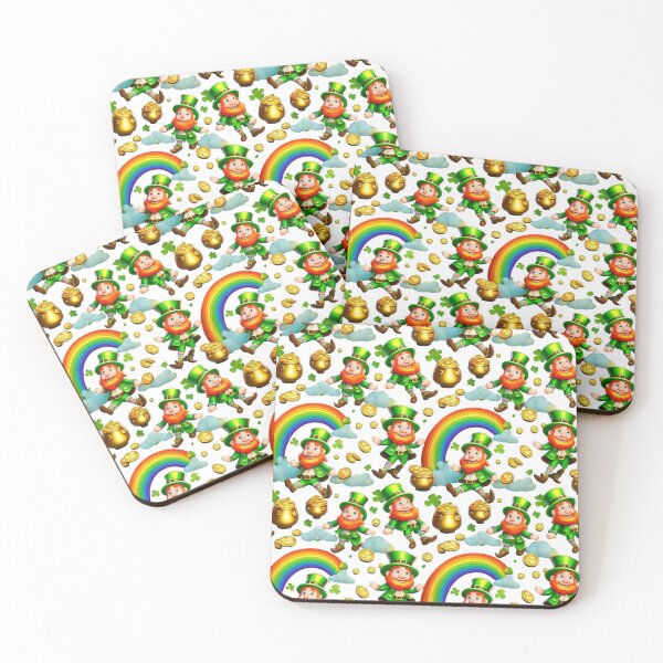 Item preview, Lucky Leprechauns: A whimsical pattern featuring Jolly Leprechauns, pots of gold, four-leaf clovers, shamrocks, and rainbows, symbolising luck and prosperity. designed and sold by Grang Art Artistic Designs.