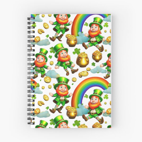 Item preview, Lucky Leprechauns: A whimsical pattern featuring Jolly Leprechauns, pots of gold, four-leaf clovers, shamrocks, and rainbows, symbolising luck and prosperity. designed and sold by Grang Art Artistic Designs.