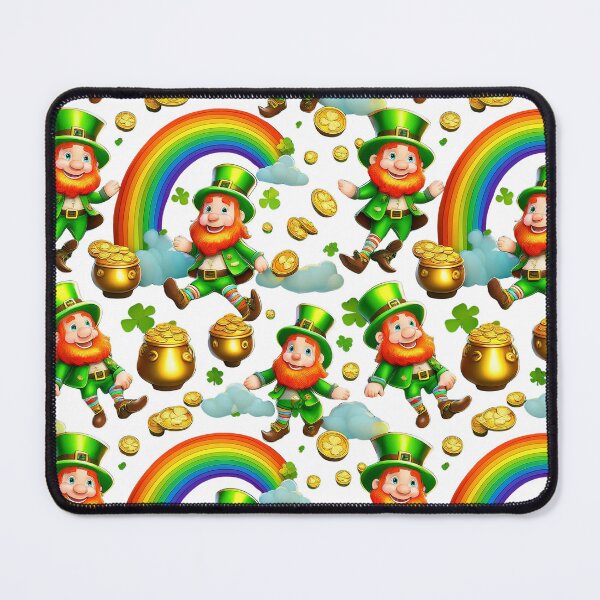 Item preview, Lucky Leprechauns: A whimsical pattern featuring Jolly Leprechauns, pots of gold, four-leaf clovers, shamrocks, and rainbows, symbolising luck and prosperity. designed and sold by Grang Art Artistic Designs.