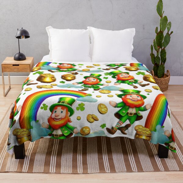 Item preview, Lucky Leprechauns: A whimsical pattern featuring Jolly Leprechauns, pots of gold, four-leaf clovers, shamrocks, and rainbows, symbolising luck and prosperity. designed and sold by Grang Art Artistic Designs.