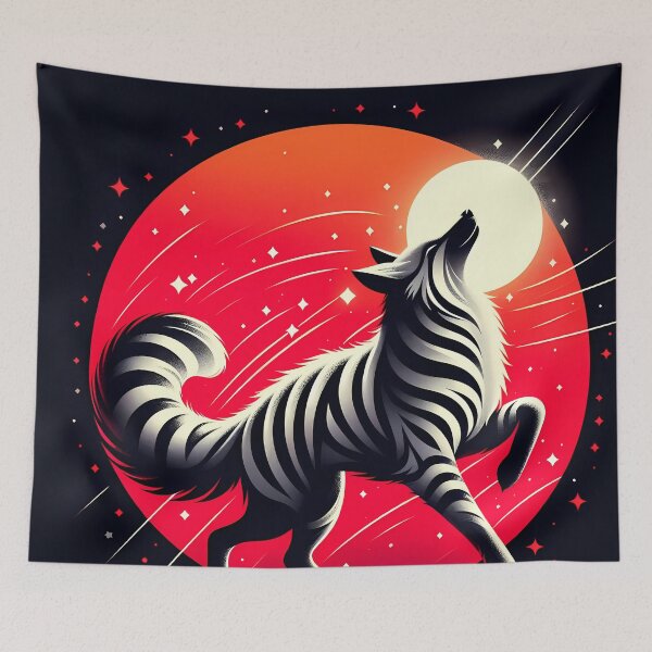 Item preview, Sun and Cosmic Wolf with Stripes, Ai Generated Art  designed and sold by ACC .