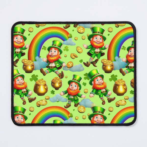 Item preview, Rainbow Riches: A whimsical pattern featuring Jolly Leprechauns, pots of gold, four-leaf clovers, shamrocks, and rainbows, symbolising luck and prosperity. designed and sold by Grang Art Artistic Designs.