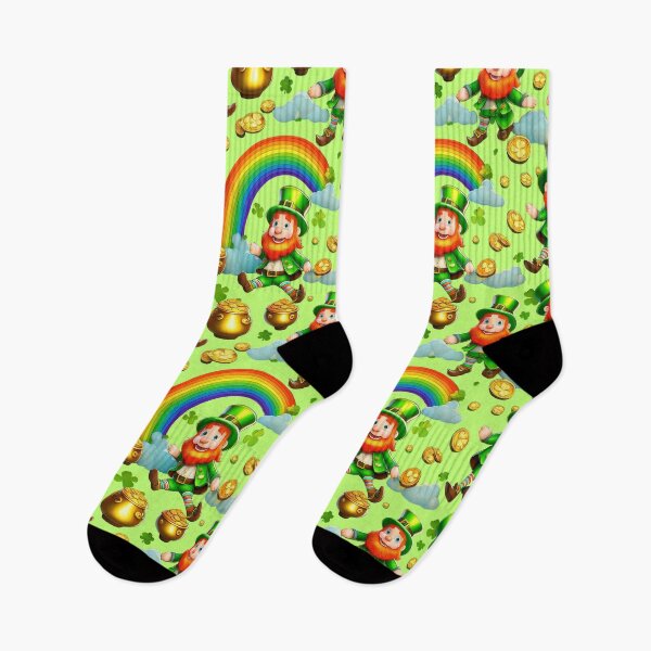 Item preview, Rainbow Riches: A whimsical pattern featuring Jolly Leprechauns, pots of gold, four-leaf clovers, shamrocks, and rainbows, symbolising luck and prosperity. designed and sold by Grang Art Artistic Designs.
