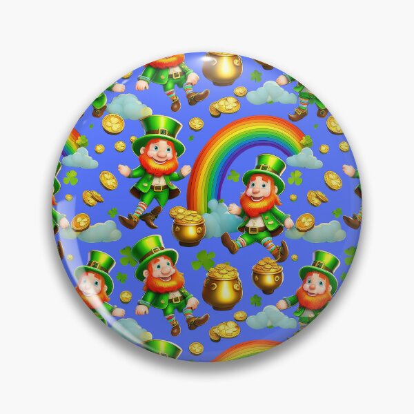 Item preview, Pot of Gold Party: A whimsical pattern featuring Jolly Leprechauns, pots of gold, four-leaf clovers, shamrocks, and rainbows, symbolising luck and prosperity. designed and sold by Grang Art Artistic Designs.