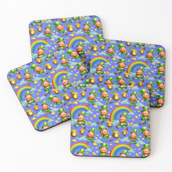 Item preview, Pot of Gold Party: A whimsical pattern featuring Jolly Leprechauns, pots of gold, four-leaf clovers, shamrocks, and rainbows, symbolising luck and prosperity. designed and sold by Grang Art Artistic Designs.