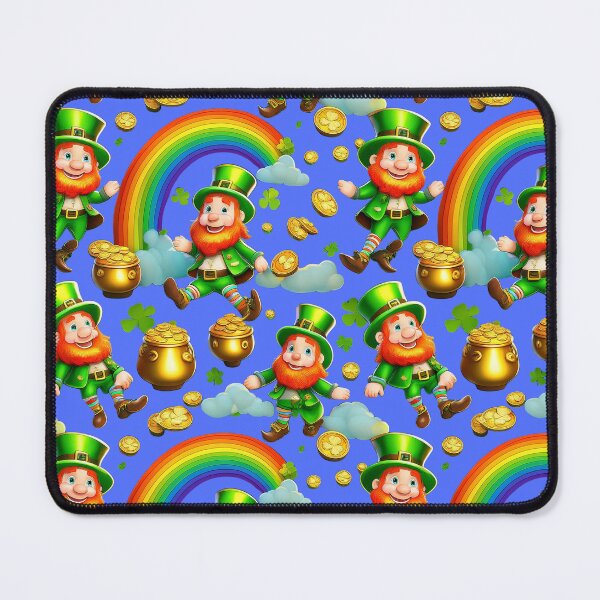Item preview, Pot of Gold Party: A whimsical pattern featuring Jolly Leprechauns, pots of gold, four-leaf clovers, shamrocks, and rainbows, symbolising luck and prosperity. designed and sold by Grang Art Artistic Designs.