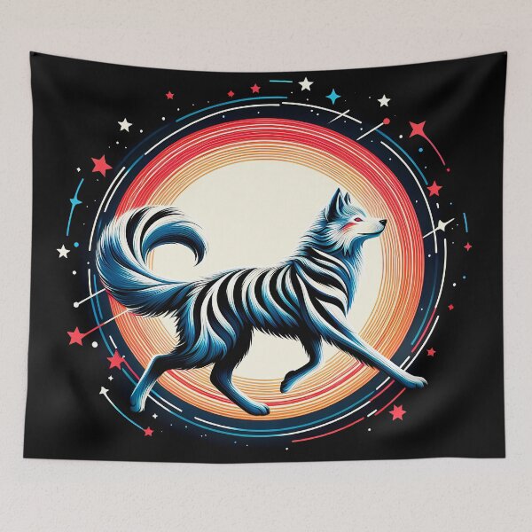 Item preview, Sun and Cosmic Wolf with Stripes, Ai Generated Art  designed and sold by ACC .