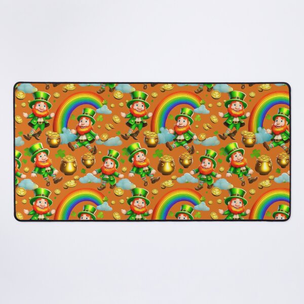 Item preview, Lucky Charms: A whimsical pattern featuring Jolly Leprechauns, pots of gold, four-leaf clovers, shamrocks, and rainbows, symbolising luck and prosperity. designed and sold by Grang Art Artistic Designs.