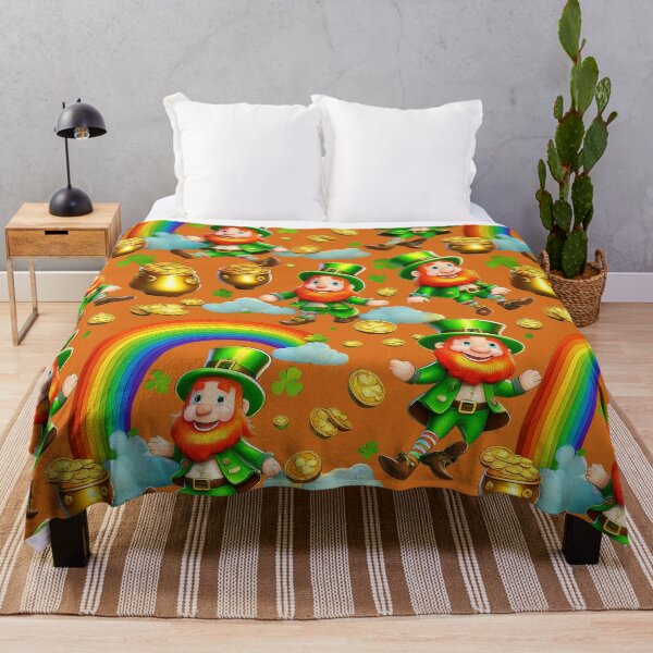 Item preview, Lucky Charms: A whimsical pattern featuring Jolly Leprechauns, pots of gold, four-leaf clovers, shamrocks, and rainbows, symbolising luck and prosperity. designed and sold by Grang Art Artistic Designs.