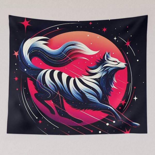 Item preview, Sun and Cosmic Wolf with Stripes, Ai Generated Art  designed and sold by ACC .