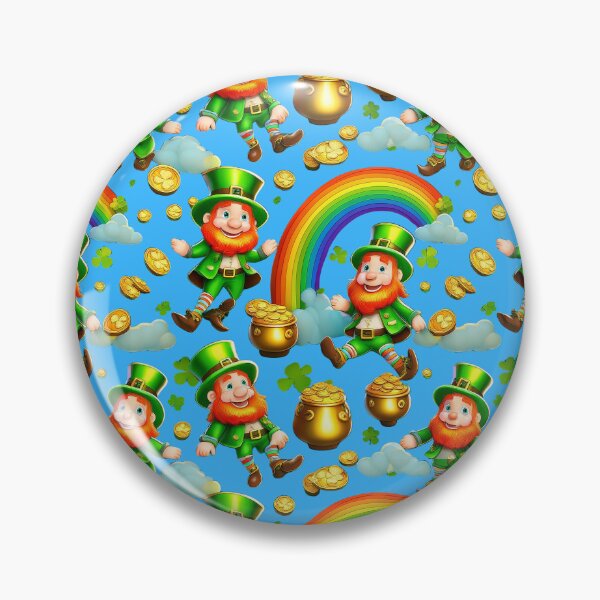 Item preview, Rainbow's End: A whimsical pattern featuring Jolly Leprechauns, pots of gold, four-leaf clovers, shamrocks, and rainbows, symbolising luck and prosperity. designed and sold by Grang Art Artistic Designs.