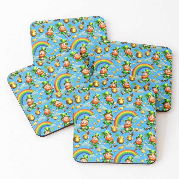 Item preview, Rainbow's End: A whimsical pattern featuring Jolly Leprechauns, pots of gold, four-leaf clovers, shamrocks, and rainbows, symbolising luck and prosperity. designed and sold by Grang Art Artistic Designs.