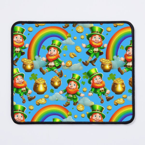 Item preview, Rainbow's End: A whimsical pattern featuring Jolly Leprechauns, pots of gold, four-leaf clovers, shamrocks, and rainbows, symbolising luck and prosperity. designed and sold by Grang Art Artistic Designs.