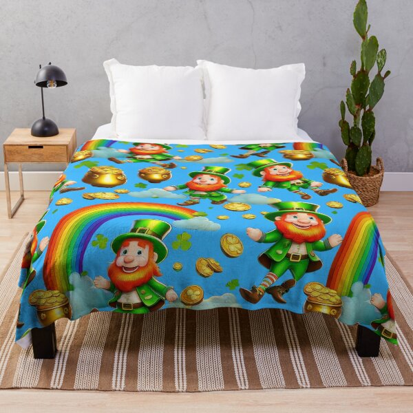 Item preview, Rainbow's End: A whimsical pattern featuring Jolly Leprechauns, pots of gold, four-leaf clovers, shamrocks, and rainbows, symbolising luck and prosperity. designed and sold by Grang Art Artistic Designs.