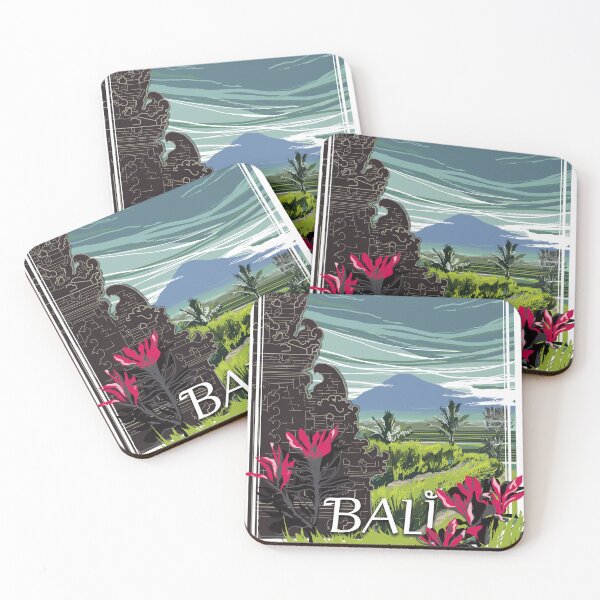 Item preview, Bali colorful landscape stylized vintage poster designed and sold by asamijess.