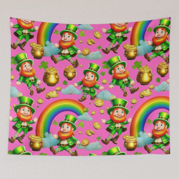 Item preview, Golden Dreams: A whimsical pattern featuring Jolly Leprechauns, pots of gold, four-leaf clovers, shamrocks, and rainbows, symbolising luck and prosperity. designed and sold by Grang Art Artistic Designs.