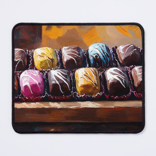 Item preview, Chocolate Truffle Elegance - Colorful Treats with Decorative Ribbon Accents Digital AI Art designed and sold by OlfactoART Studio.