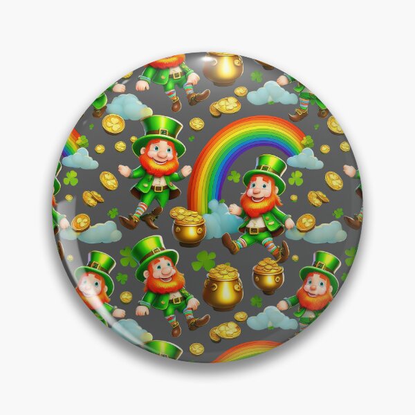 Item preview, Pot of Gold Party: A whimsical pattern featuring Jolly Leprechauns, pots of gold, four-leaf clovers, shamrocks, and rainbows, symbolising luck and prosperity. designed and sold by Grang Art Artistic Designs.