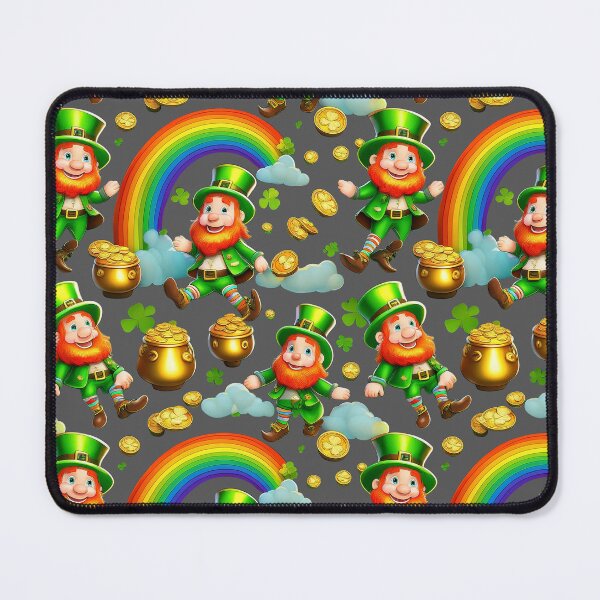 Item preview, Pot of Gold Party: A whimsical pattern featuring Jolly Leprechauns, pots of gold, four-leaf clovers, shamrocks, and rainbows, symbolising luck and prosperity. designed and sold by Grang Art Artistic Designs.