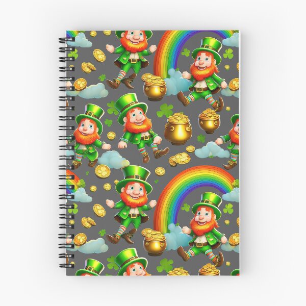 Item preview, Pot of Gold Party: A whimsical pattern featuring Jolly Leprechauns, pots of gold, four-leaf clovers, shamrocks, and rainbows, symbolising luck and prosperity. designed and sold by Grang Art Artistic Designs.